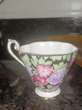Vintage Royal Standard Black Chintz Rose & Hydrangea Teacup Only – Pattern 1446